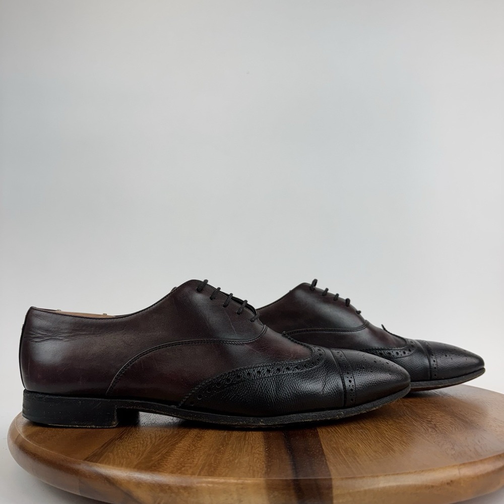 Mens Jil Sander Red Perforated Leather Wingtip Cap Toe Dress Oxfords‎ Size 8.5 D